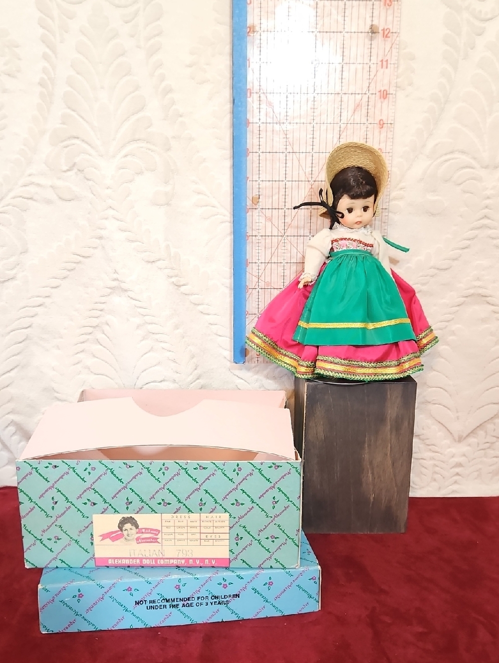 Madame Alexander Doll in Pink and Green Italian Dress